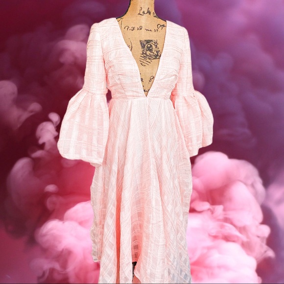 ASOS EDITION pink puff sleeve midi dress - Picture 4 of 7